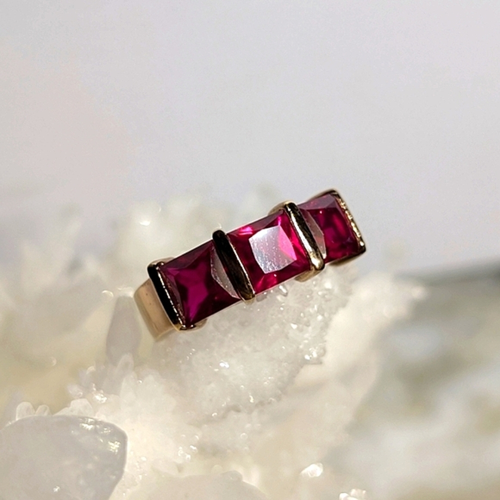 Pink Rubies Vermeil Sterling Ring - Picture 5 of 10